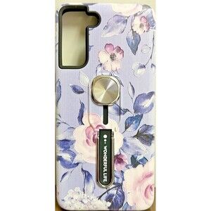 Galaxy S21 Plus Case Blue Flower Wonderful Life Finger Holder